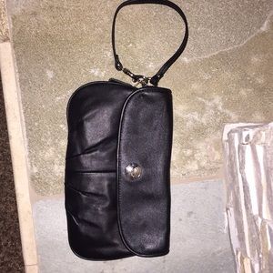 Coach black leather wristlet